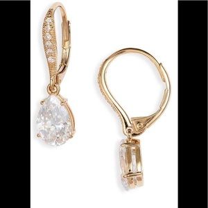 Nadri Teardrop Earrings Cubic Zirconia Gold Plated